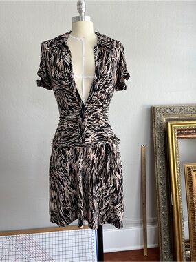 XOXO Black and Cream Printed Mini Dress